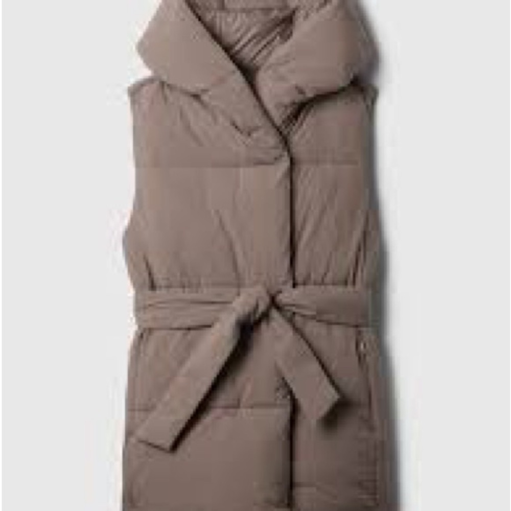 GAP Taupe Belted Quilted Puffer Vest
